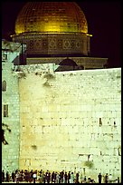 Western (Wailling) Wall and Dome of the Rock at night. Jerusalem, Israel