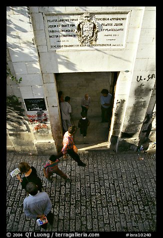 One of the stations of the Cross on the Via Dolorosa. Jerusalem, Israel (color)