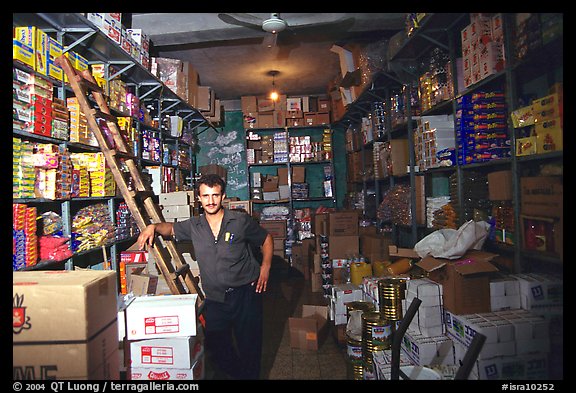 Man in a store, Hebron. West Bank, Occupied Territories (Israel) (color)