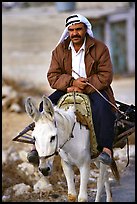 Arab man riding a donkey, Hebron. West Bank, Occupied Territories (Israel)