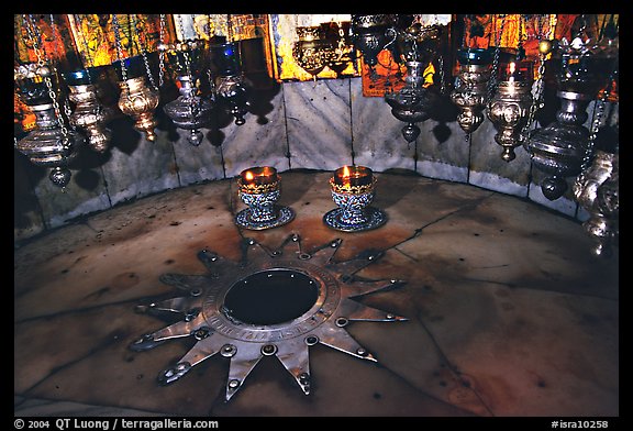 The nativity star in the Church of the Nativity, Bethlehem. West Bank, Occupied Territories (Israel) (color)