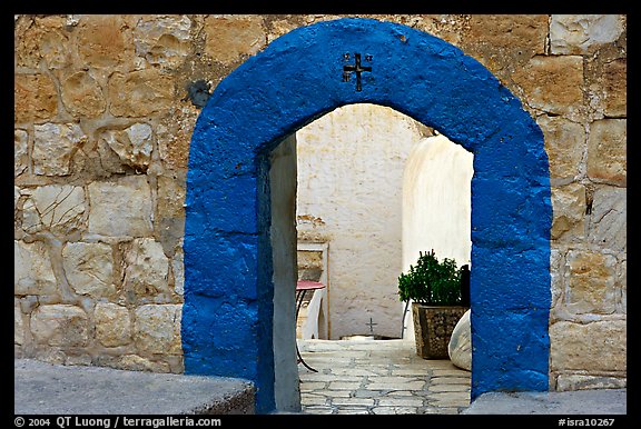 Blue doorway inside the Mar Saba Monastery. West Bank, Occupied Territories (Israel)