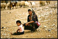 Bedouin woman and child, Judean Desert. West Bank, Occupied Territories (Israel)