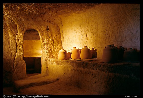 Jars in underground chamber, Avdat. Negev Desert, Israel (color)