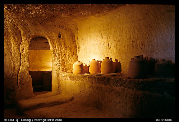 Jars in underground chamber, Avdat. Negev Desert, Israel