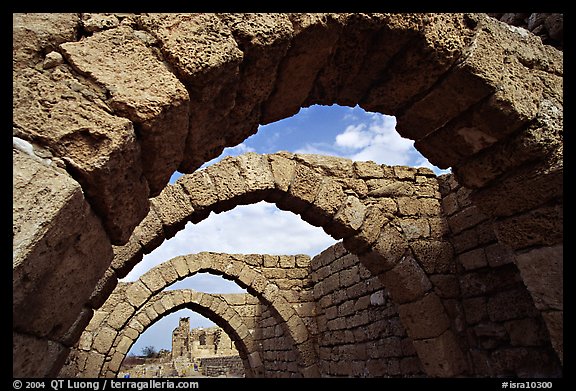 Ancient arches, Crusader City,  Caesarea. Israel (color)