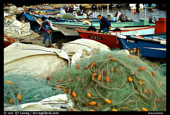 Fishing nets and boats, Akko (Acre). Israel