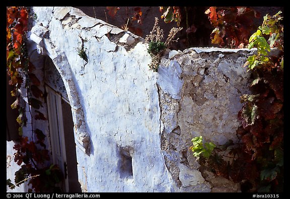 Wall with blue tint in the old city of Safed (Tsfat). Israel