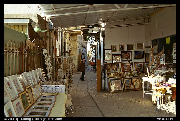 Paintings in Artist's shop, Artist Quarter, Safed (Zefad). Israel