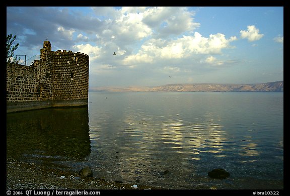 Old fort wall on the Sea of Gallilee. Israel