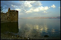 Old fort wall on the Sea of Gallilee. Israel (color)