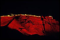 Summit plateau illuminated at night, Masada. Israel (color)