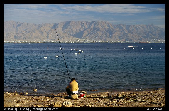 Fishing in the Red Sea, Eilat. Negev Desert, Israel (color)