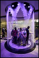 Visitors behind curtain of water, Saudi Arabia Pavilion. Expo 2020, Dubai, United Arab Emirates ( color)