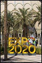 Expo 2020 sign and Al Wasl. Expo 2020, Dubai, United Arab Emirates ( color)