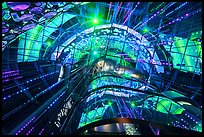 Looking up inside Mobility Pavilion. Expo 2020, Dubai, United Arab Emirates ( color)