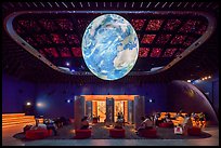 Visitors watch horizontal media show, USA Pavilion. Expo 2020, Dubai, United Arab Emirates ( color)