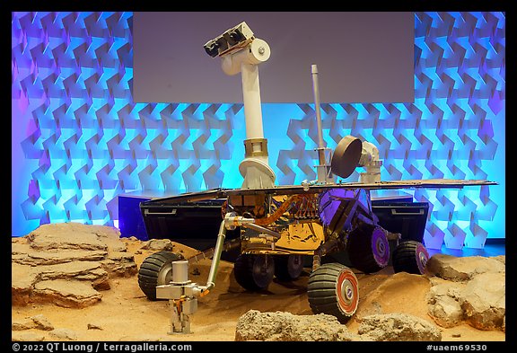 Model of Mars Exploration rover, USA Pavilion. Expo 2020, Dubai, United Arab Emirates