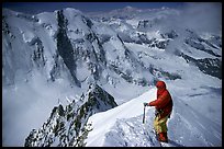 Alpinist near the top of Monte Rosa,  Switzerland.