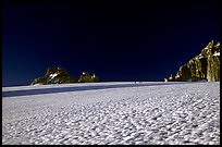 On the gentle Trient Glacier, similar to a snow field with no open crevasses, Mont-Blanc range, Alps, Switzerland.  ( color)