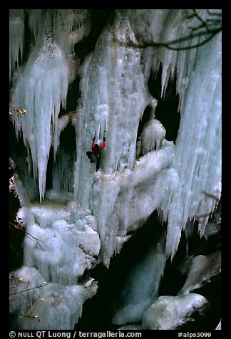 Tuan soloes at Pont de la Serre falls. Alps, France