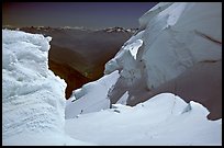 Serac system at the top of the Brenva Spur, Mont-Blanc, Italy. (color)