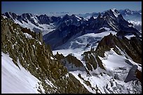 Looking down from the Red Sentinel route, Mont-Blanc, Italy and France.  ( color)