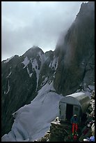 Eccles shelter at the base of the Freney Pillars, Mont-Blanc, Italy.