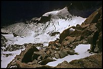 Looking down at the Jaccoux-Domenech route, Mont-Blanc, Italy.