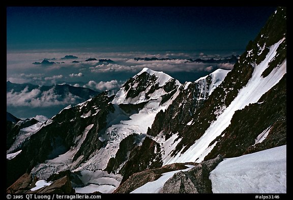 Bionnassay ridge from the Jaccoux-Domenech route, Italy.