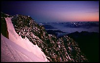 Sunset over Brouillard ridge, just under the summit of Mont-Blanc, Italy. (color)