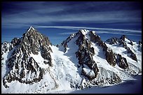 South Side of the Argentiere basin with Chardonet Pass between  Aiguille d'Argentiere and the Chardonet. Alps, France (color)