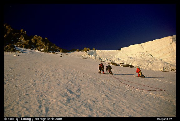 On the North face of Grande Casse, Vanoise, Alps, France.