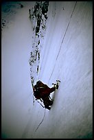 Frank Levy on the central slope of North face of Les Droites, Mont-Blanc Range, Alps, France.