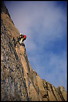 Paul leading on Bonatti Pilar on Le Dru, Mont-Blanc Range, Alps, France.  ( color)