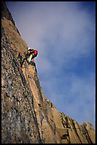 Paul leading on Bonatti Pilar on Le Dru, Mont-Blanc Range, Alps, France.