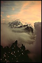Mont Blanc and approaching storm clouds seen from Les Drus. Alps, France