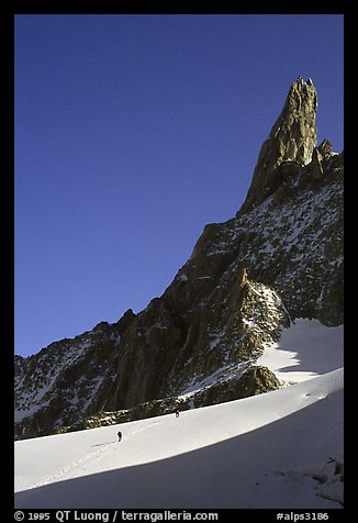Approaching Dent du Geant, Mont-Blanc Range, Alps, France.  (color)