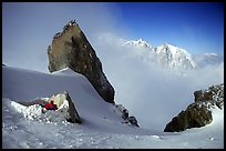Bivy at the base of Dent du Geant, Mont-Blanc Range, Alps, France. (color)