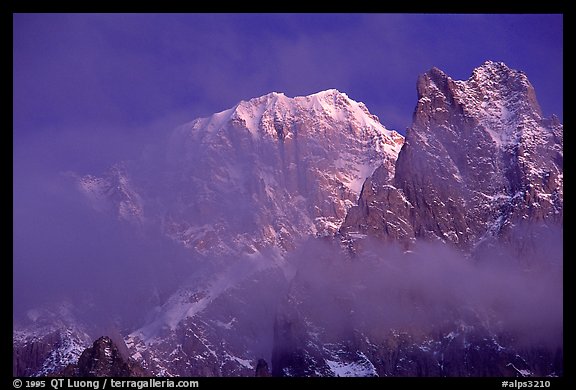 South Face of Mont-Blanc and Freney Pillars, Italy.