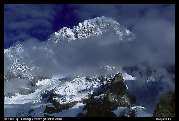 South Face of Mont-Blanc and Brouillard Pillars, Italy.