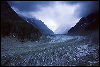 Mer de Glace (sea of ice), the second longest glacier in the Alps, seen from Montenvers. Alps, France (color)