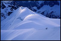 Alpinists on the Aiguille du Midi ridge. Alps, France (color)