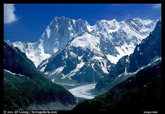 Grandes Jorasses and aretes de Rochefort seen from the Aiguilles Rouges, Alps, France.