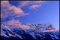 Grandes Jorasses and aretes de Rochefort seen from the Val Veny at sunrise, Alps, Italy.  ( color)