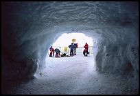 Ice tunnel leading to the ridge exiting Aiguille du Midi. Alps, France