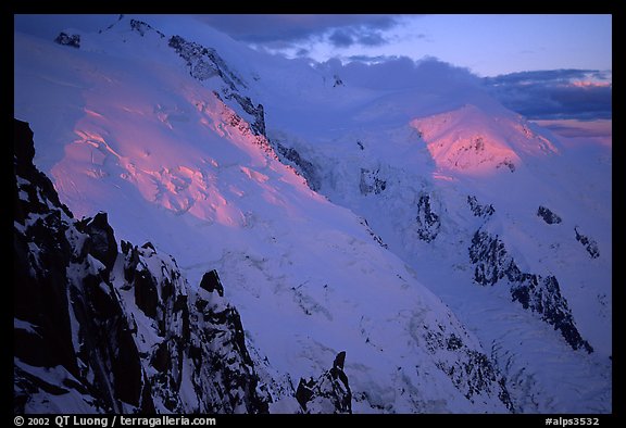 North Face of Mont-Blanc and Dome du Gouter, France.