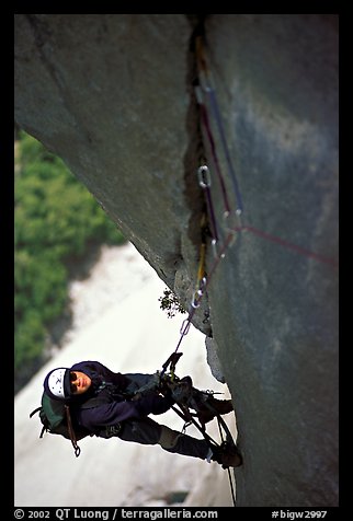 Ky-Van following the third pitch. El Capitan, Yosemite, California