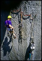 Lonely belay. El Capitan, Yosemite, California