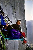 Waking up on the portaledge. El Capitan, Yosemite, California ( color)